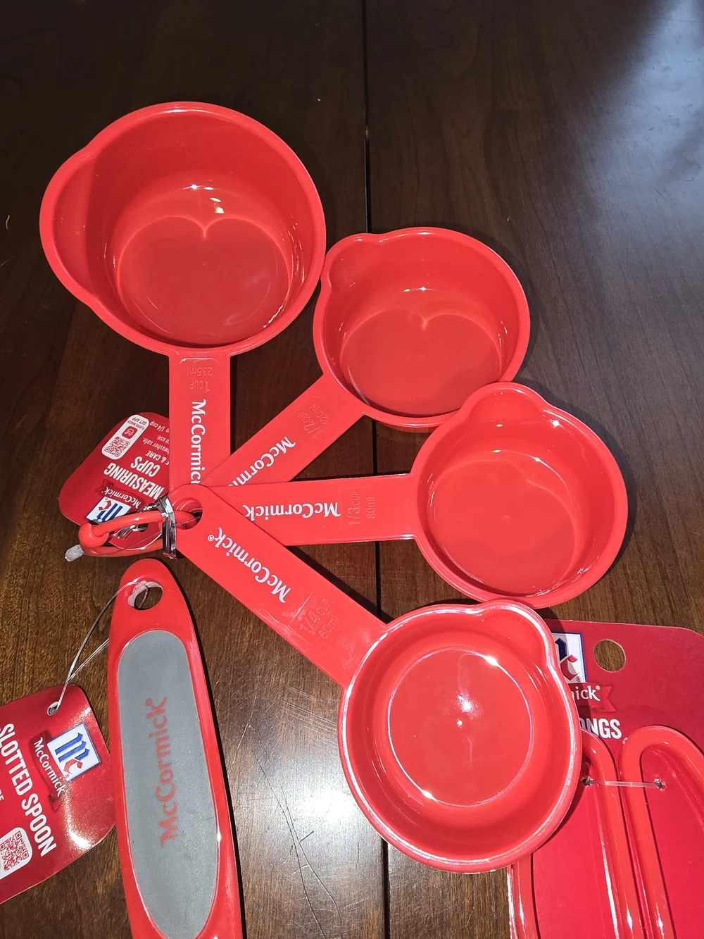 McCormick Red Kitchen Utensil Set - Measuring Cups, Ladle, Slotted Spoon, Tongs